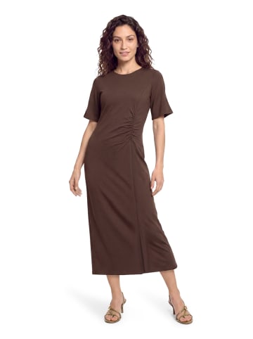 CARTOON Midikleid mit Raffung in Dunkelbraun