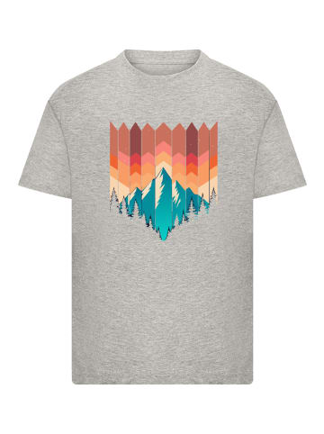 F4NT4STIC T-Shirt Berg Sonnenuntergang Geometrisch in grau meliert