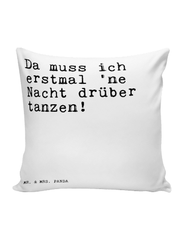 Mr. & Mrs. Panda Wohnzimmerkissen Da muss ich erstmal... mit Spruch in Weiß