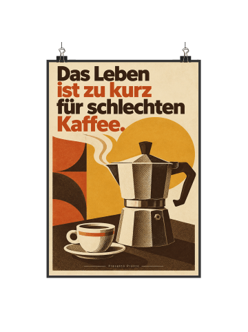 Mr. & Mrs. Panda Poster Espresso nostalgisch Design mit Spruch in Weiß