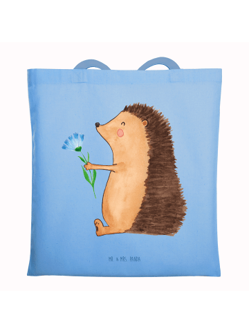 Mr. & Mrs. Panda shopping tasche Igel Blumen ohne Spruch in Sky Blue