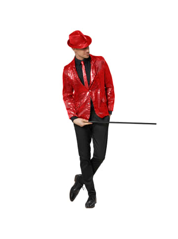 tectake Herren-Jackett mit glitzernden Pailletten, rot