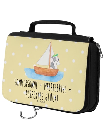 Mr. & Mrs. Panda Kulturtasche Sommer Meer Glück mit Spruch in Gelb Pastell
