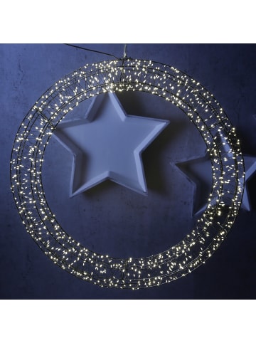 MARELIDA XXL LED Kranz Dekokranz Türkranz D: 60cm 1800LED in schwarz