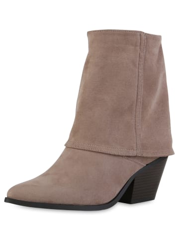 VAN HILL Cowboy Boots Evelyn in Taupe Velours