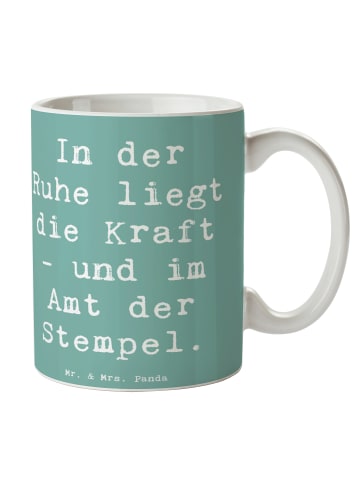 Mr. & Mrs. Panda Keramiktasse Spruch Beamtin Kraft mit Spruch in Meeresbrise