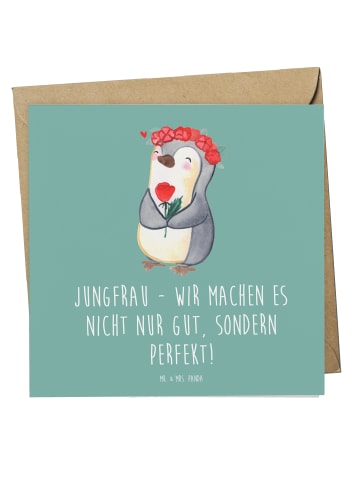 Mr. & Mrs. Panda Grußkarte Jungfrau Perfektion mit Spruch in Meeresbrise
