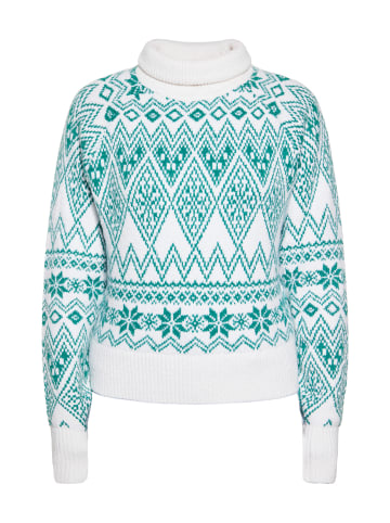 myMo Strick Pullover in Grün Weiss