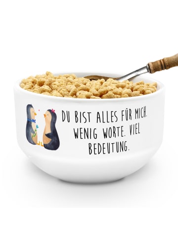 Mr. & Mrs. Panda Müslischale Pinguin Pärchen mit Spruch in Weiß