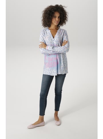 Aniston CASUAL Schlupfbluse in wollweiß-türkis-jeansblau-pink-malve