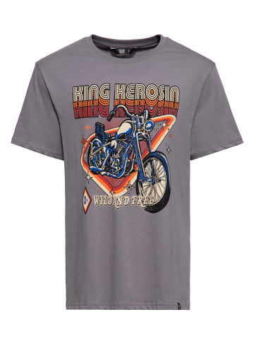 King Kerosin King Kerosin Print T-Shirt Wild & Free in grau