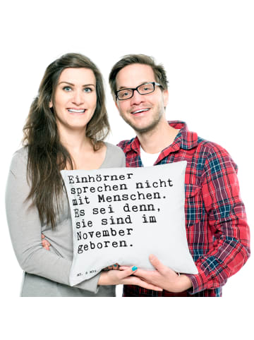 Mr. & Mrs. Panda Kopfkissen Einhörner sprechen nicht mit... mit ... in Weiß