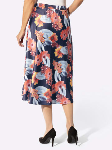 WITT WEIDEN Satin-Rock in marine-papaya-bedruckt