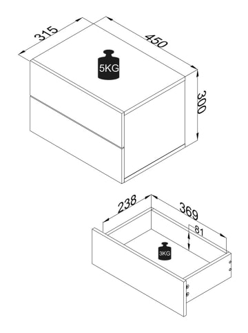 ebuy24 Nachttisch UsalL 1 Weiß 45 x 32 cm