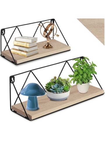tectake 2er Set Wandregal Rockport Tiefe 13 cm, Industrial Holz hell, Eiche Sonoma