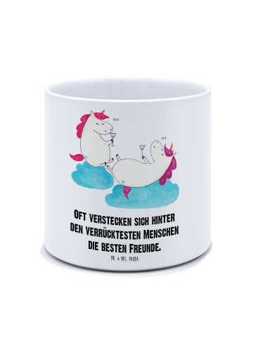 Mr. & Mrs. Panda Großer Blumenkübel Einhorn Sekt mit Spruch in Weiß