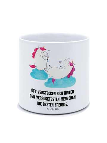 Mr. & Mrs. Panda XL Blumentopf Einhorn Sekt mit Spruch in Weiß