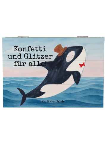 Mr. & Mrs. Panda Truhe Orca Zylinder Design mit Spruch in Weiß