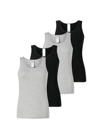 Schiesser Unterhemd 4er Pack in Schwarz/Grau