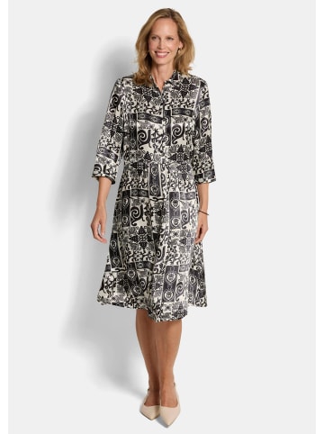 GOLDNER Viskosekleid mit Bicolor-Print in stein / schwarz / gemustert