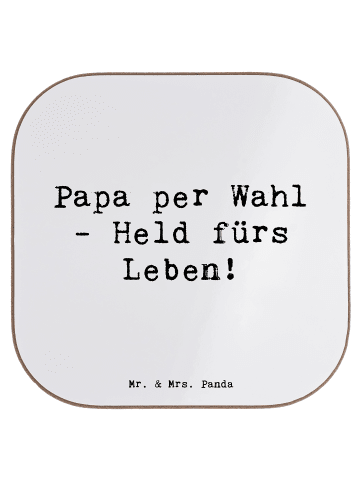 Mr. & Mrs. Panda Untersetzer Adoptivvater Held mit Spruch in Weiß