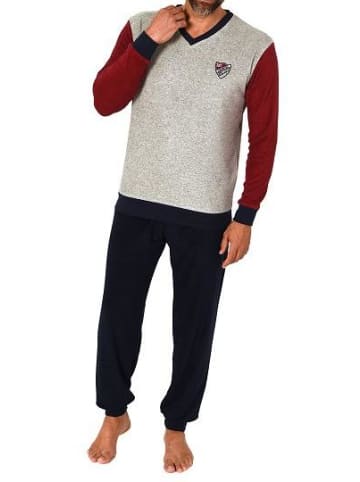 NORMANN Frottee Pyjama Schlafanzug & Bündchen - 82496 in rot