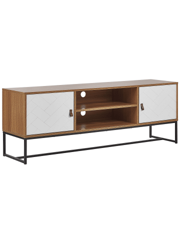 Beliani TV-Schrank NUEVA in Weiß/Braun/Schwarz - (W) 150 x (H) 55 x (L) 40 cm