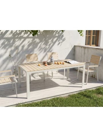 Beliani Esstisch COMO in Beige/Weiß - (W) 90 x (H) 75 x (L) 184 cm