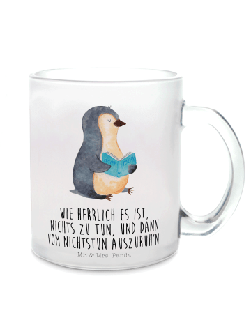 Mr. & Mrs. Panda Kaffeebecher Pinguin Buch mit Spruch in Transparent