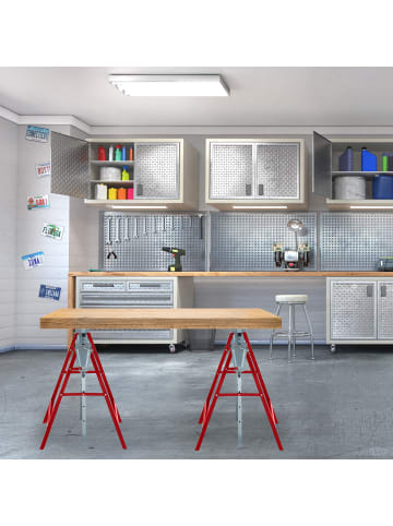 relaxdays 2 x Klappbock in Rot/ Silber - (B)69 x (H)130 x (T)58 cm