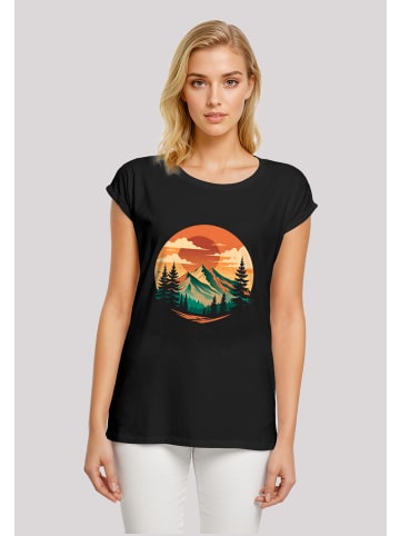 F4NT4STIC T-Shirt Sonnenuntergang Berglandschaft in schwarz