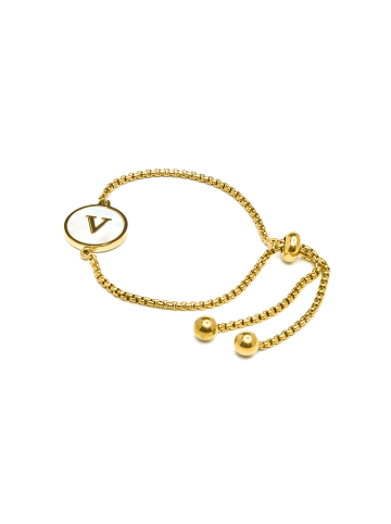 Luxenter bracelet in white mother-of-pearl and 18k gold-plated - Alphabet