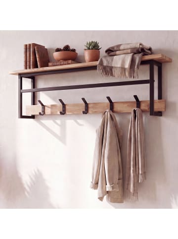 FineBuy Wandgarderobe in Schwarz / Akazie / 100x20x30