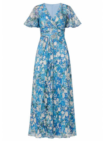 Adrianna Papell Langes Abendkleid Foil Crinkle Gown in Blue Multi