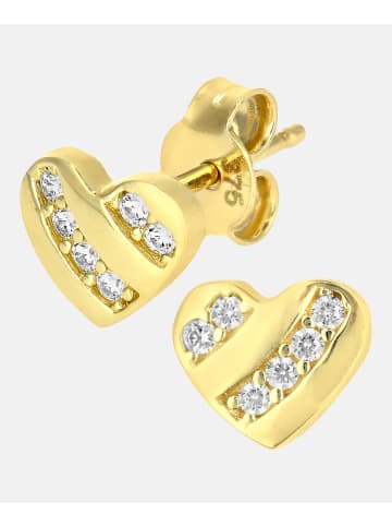 Vanlere Ohrstecker aus 375 Gelbgold mit Zirkonia Herz-Design