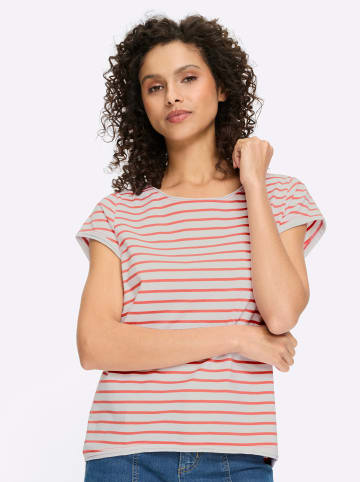 Heine T-Shirt in weiß-grapefruit-geringelt