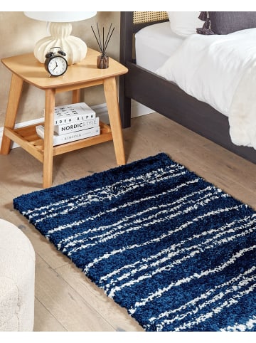 Beliani Shaggy TASHIR in Blau/Weiß - (W) 80 x (H) 80 x (L) 150 cm