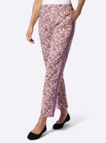 Sieh an! Freizeithose in sand-violett-bedruckt