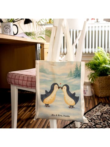 Mr. & Mrs. Panda Shopping Tasche Pinguin Liebe Design ohne Spruch in Weiß