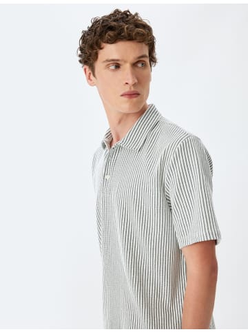KOTON TSHIRT SS POLO in Grau Gestreift