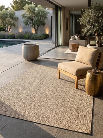 KADIMA DESIGN Flachwebteppich Bordüre flachgewebt pflegeleicht Wohnzimmer Flur in Natur