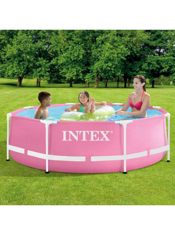 Intex Pink Metal Frame Pool 244x76cm mit Abdeckplane in rosa