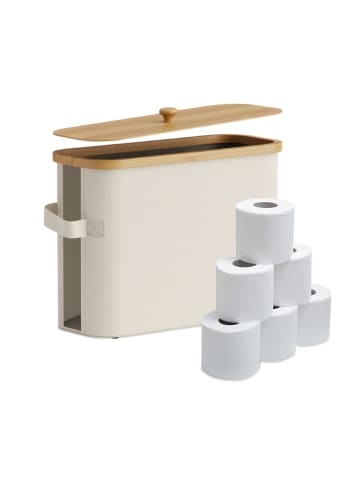 relaxdays Toilettenpapier Aufbewahrung in Beige - (B)45 x (H)33 x (T)16 cm