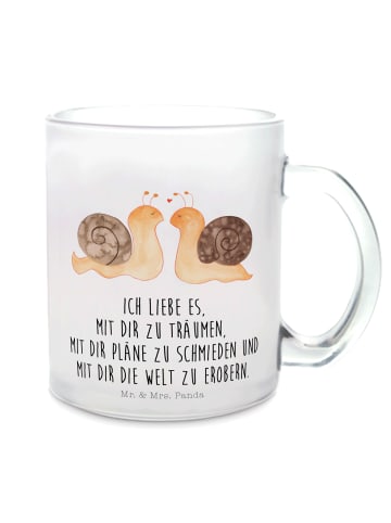 Mr. & Mrs. Panda Trinkbecher Schnecken Liebe mit Spruch in Transparent