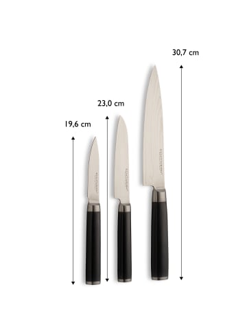 Echtwerk 3 tlg. Set Damaszener Messer in Schwarz