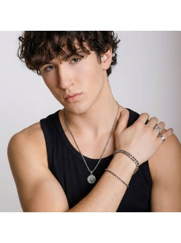 Steel_Art Halskette mit Kompass Raoul silberfarben poliert in silberfarben poliert