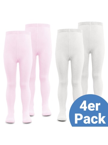 LaLoona Strumpfhose 4er Pack - Rosa Weiß - in rosa,weiss