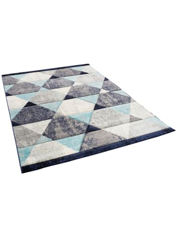 Pergamon Designer Teppich Maui Modern Rauten in grau blau