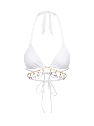 Moda Minx Bikini Top Iris Droplet Triangle Wrap in Weiß