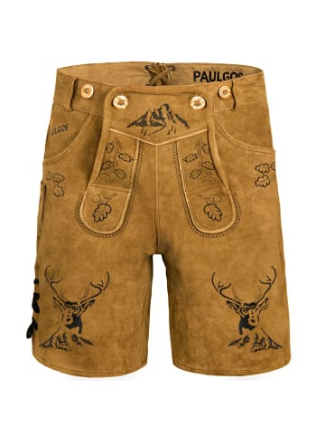 PAULGOS Lederhose Kurz Echtleder HK4 in Hellbraun